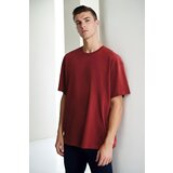 Dewberry 75226 Mens Oversized Fit Crew Neck T-Shirt-BURGUNDY | shoptok.hr