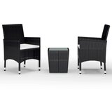  3-dijelni vrtni bistro set od poliratana i kaljenog stakla crni | shoptok.hr