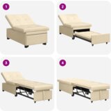 vidaXL Sofa Krevet 3-u-1 s Pull Out dizajnom u krem tkanini | shoptok.hr