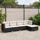 Maison Chic Seti vrtnega pohištva - Vrtna garnitura - Vrtni pohištvo set 5-delna z blazinami črn poli ratan, (21815189) | Shoptok.si