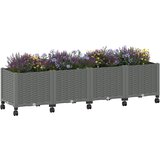  Vrtni saksija s kotačima Svjetlosiva 160 x 40 x 48 cm PP | shoptok.hr
