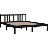  Okvir za krevet od masivnog drva crni 150 x 200 cm veliki | shoptok.hr