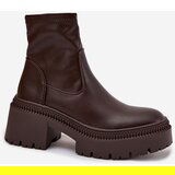 Boto Women's Boots On Thick Heel And Platform Eco Leather Brown Elvianne | shoptok.hr