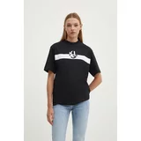 KARL LAGERFELD JEANS Bombažna kratka majica ženska, črna barva, 245J1700