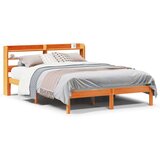 vidaXL Posteljni okvir z vzglavjem voščeno rjava 135x190 cm borovina | Shoptok.si
