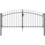 vidaXL vrtna vrata z dvojnim gibanjem in koničastim vrhom Siva 125 x 300 cm jeklo | Shoptok.si