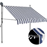 vidaXL tenda na ručno uvlačenje s LED svjetlima 150 cm plavo-bijela Cijene