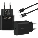 BLAVEC Zidni punjač BC-7 GaN4 - Tip C - PD QC 45W 3A s kabelom Type C na Type C - crni | shoptok.hr