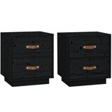  Noćni ormarići 2 kom crna 40 x 34 x 45 cm od masivne borovine | shoptok.hr