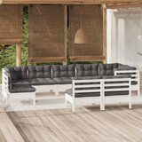 Maison Chic Seti vrtnega pohištva - Vrtna garnitura - Vrtni pohištvo set 9-delna z blazinami bela borovina, (21804941) | Shoptok.si
