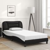 Maison Chic Posteljni okvir - Enojna postelja - Postelja za odrasle z vzglavjem črn in bel 100x200 cm umetno usnje-J9494, (21763518) | Shoptok.si