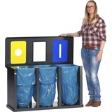 VAR Postaja za zbiranje odpadkov Tetris, za 3 x pribl. 58 l prostornine, s pritrdilnim obročem, starinsko srebrne barve | Shoptok.si