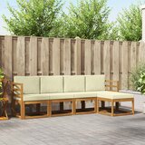  Set vanjskih sofa 5 pcs Prirodna i krem Čvrsto drvo akacije | shoptok.hr