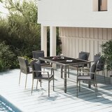 The Living Store Vrtna jedilna garnitura 7-delna z blazinami siv poli ratan - Vrtna Jedilna Garnitura, (21427498) | Shoptok.si
