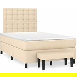 VidaXL Krevet box spring s madracem krem 120 x 190 cm od tkanine VidaXL Krevet box spring s madracem krem 120 x 190 cm od tkanine Slike