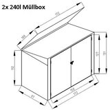  Westman - Metalno spremište za kante za smeće / spremište za alat i bickle - 100x172x131 cm | shoptok.hr