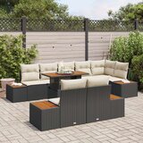  Vrtna sofa set Set od 9 Bež Ratan Tkanina Metal | shoptok.hr