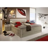 XORA POSTELJA S PREDALOM 180 cm x 200 cm , bela, barve hrasta | Shoptok.si