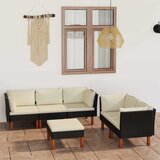  6-dijelna vrtna garnitura od poliratana s jastucima crna | shoptok.hr
