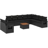  11-dijelni set vrtnih sofa od poliratana s jastucima crni | shoptok.hr