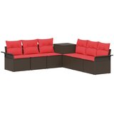  Set sofe 7 kom. Smeđa i crvena Poli Rattan i čelik | shoptok.hr