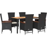 vidaXL 7-dijelni vrtni blagovaonski set s jastucima crni od poliratana | shoptok.hr