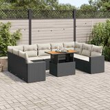  10-dijelni set vrtnih sofa s jastucima crni od poliratana Slike