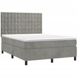  box spring s madracem LED svjetlosivi 140x190 cm baršun | shoptok.hr