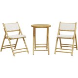  3-dijelni sklopivi bistro set s krem bijelim jastucima bambus | shoptok.hr
