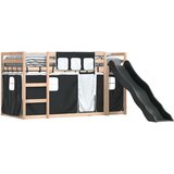 Krevet na kat s toboganom i zavjesama bijelo-crni 80 x 200 cm | Eponuda.com