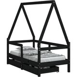 The Living Store Otroški posteljni okvir s predali črn 70x140 cm trdna borovina - Otroški Posteljni Okvir, (21625262) | Shoptok.si