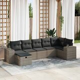 Maison Chic Seti vrtnega pohištva - Vrtna garnitura - Vrtni pohištvo set 7-delna z blazinami siv poli ratan, (21802526) | Shoptok.si