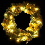  Božični venec z LED lučkami zelen 60 cm PVC, (5000358830) | Shoptok.si