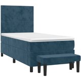 Box spring krevet s madracem tamnoplavi 90x190 cm baršunasti | shoptok.hr