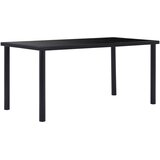  Blagovaonski stol crni 160 x 80 x 75 cm od kaljenog stakla Cijene