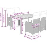  5-dijelni vrtni bistro set od poliratana s jastucima crni Crna 150 x 90 x 75 cm | Shoptok.si