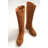 LuviShoes Floral Tan Suede Genuine Leather Women's Boots. cene