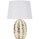 Mauro Ferretti Bijela/u zlatnoj boji stolna lampa keramička s tekstilnim sjenilom (visina 48 cm) Glam Stary –