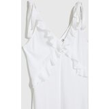 Marisse White Midi Dress With Ruffles On The Neckline | ePonuda.com