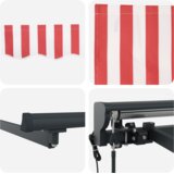 vidaXL Retraktilna tenda Rdeča in bela črta 300x250 cm Metal | Shoptok.si