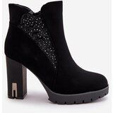Boto Warm Women's Ankle Boots With High Heel And Embroidery Black Verissae | shoptok.hr