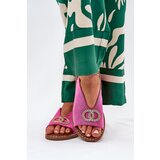 Boto Ladies Sandals With Decoration On Flat Heel Eco Suede Pink Ralisses | shoptok.hr