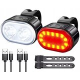  Set močnih aku. led kolesarskih svetilk usb vodoodpornih črnih | shoptok.hr