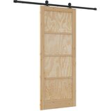  Klizna vrata Prirodna i crna 86 x 211 cm Masivna borovina | shoptok.hr