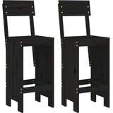 vidaXL Barski stolček 2 kosa črn 40x48,5x115,5 cm trdna borovina | Shoptok.si