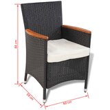 Poli 5-dijelni vrtni blagovaonski set od poliratana s jastucima crni | shoptok.hr