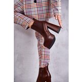 Boto Women's Leather Boots On A Massive Heel Brown Jones | Shoptok.si