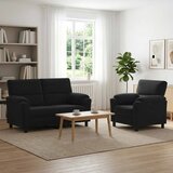  Set sofe 2 pcs Crna Baršun - Crna 1-Sjedalo + 2-Sjedalo (120 cm) | shoptok.hr