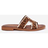 Zazoo Leather Flat Slippers With Panther Print | Shoptok.si