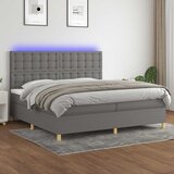  box spring s madracem LED tamnosivi 200x200 cm tkanina | shoptok.hr